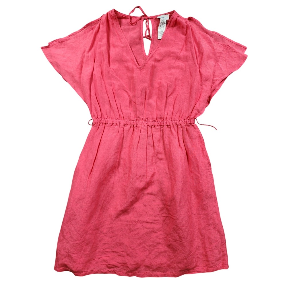 Tommy Bahama Linen Blend V-Neck Flutter Sleeve Dress Womens Small Pink SS500190